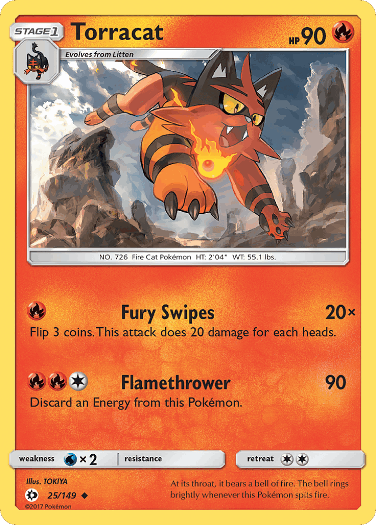 Torracat #25 from Sun & Moon - Uncommon - Illustrated by TOKIYA
