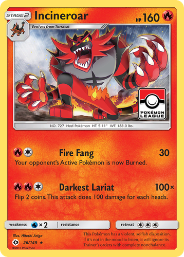 Incineroar 26, Sun & Moon