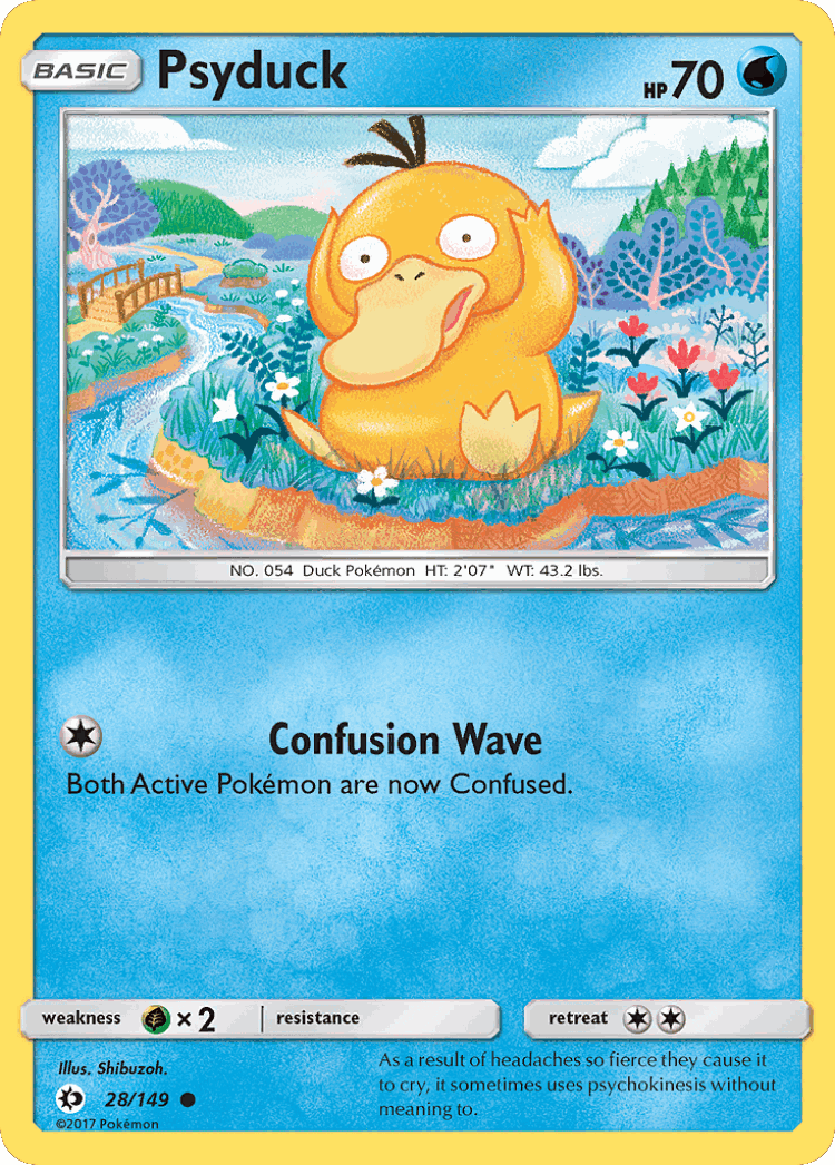 Psyduck #28 from Sun & Moon - Common - Illustrated by Shibuzoh.