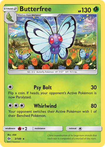 Butterfree #3 from Sun & Moon - Rare - Illustrated by chibi