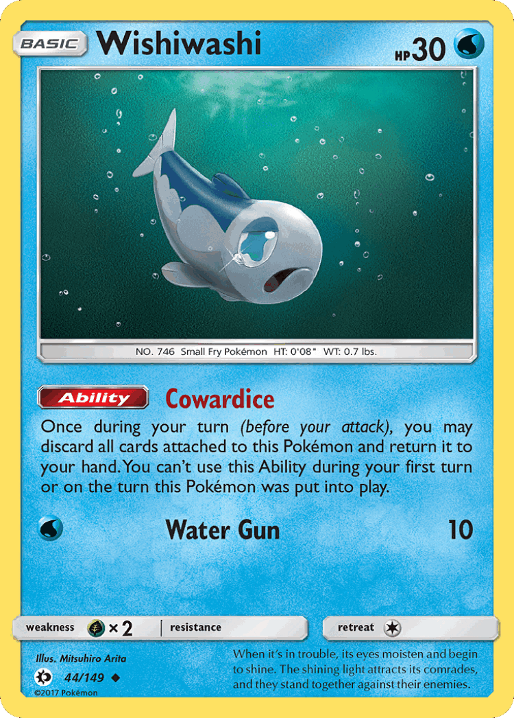 Wishiwashi #44 from Sun & Moon - Uncommon - Illustrated by Mitsuhiro Arita