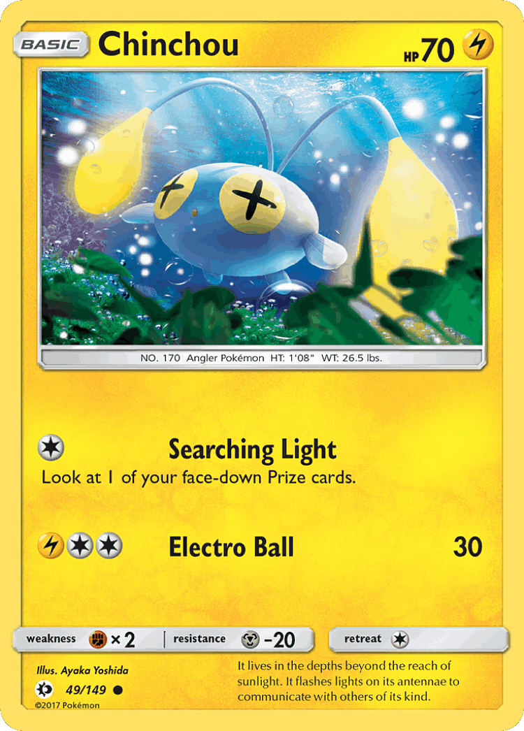 Chinchou #49 from Sun & Moon - Common - Illustrated by Ayaka Yoshida