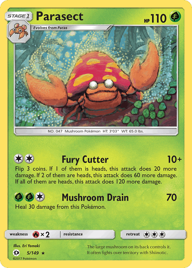 Parasect #5 from Sun & Moon - Rare - Illustrated by Eri Yamaki