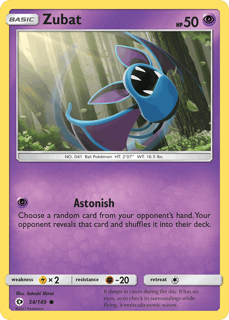 Zubat #54 from Sun & Moon - Common - Illustrated by Satoshi Shirai