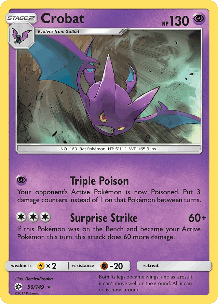 Crobat #56 from Sun & Moon - Rare Holo - Illustrated by DemizuPosuka