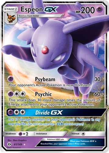 Espeon-GX #61 from Sun & Moon - Rare Holo GX - Illustrated by 5ban Graphics