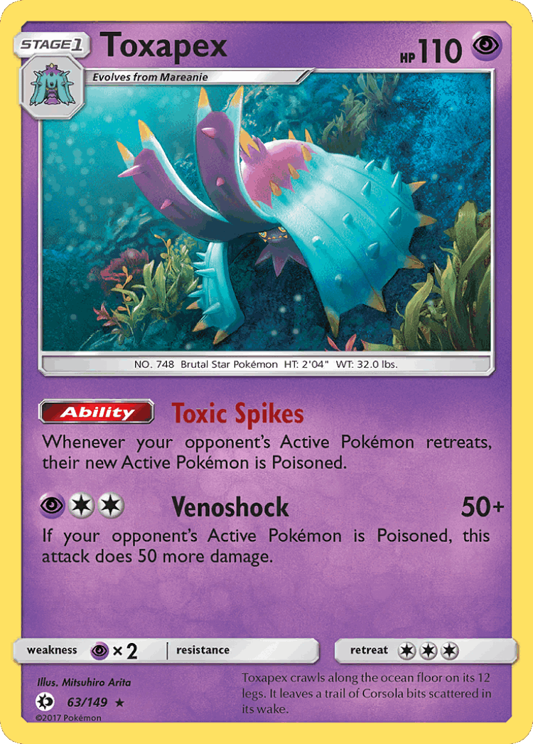 Toxapex #63 from Sun & Moon - Rare Holo - Illustrated by Mitsuhiro Arita
