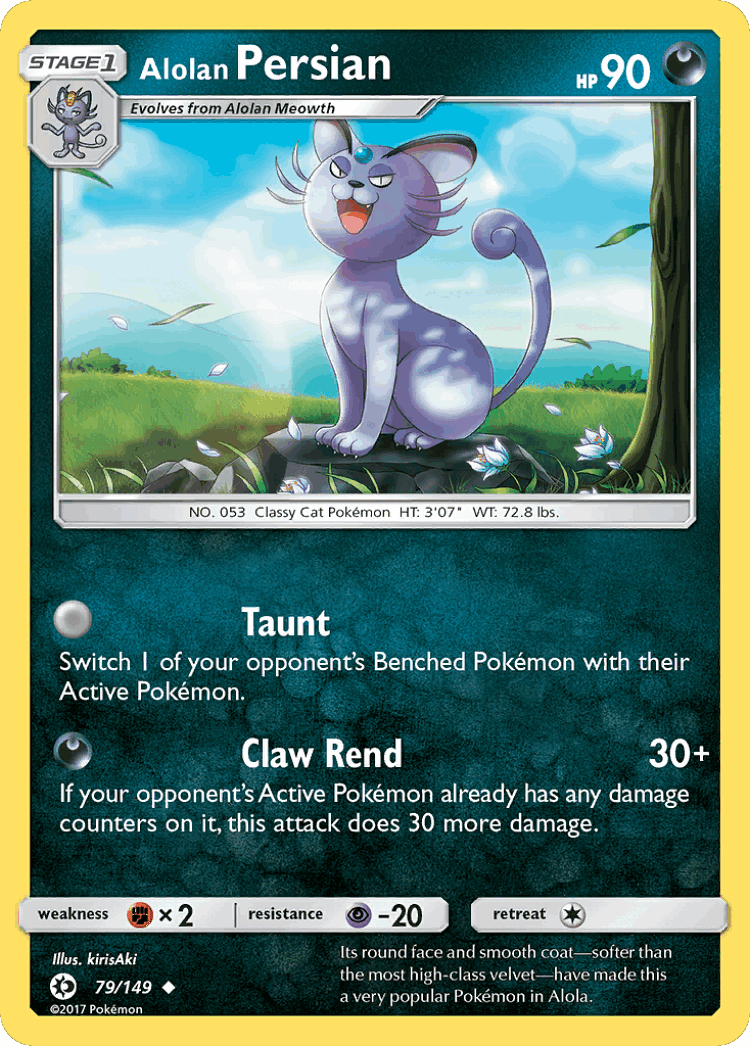Alolan Persian #79 from Sun & Moon - Uncommon - Illustrated by kirisAki