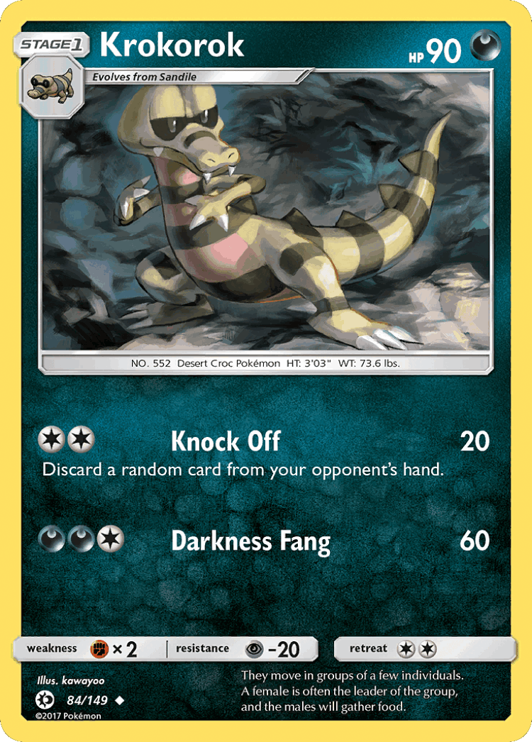 Krokorok #84 from Sun & Moon - Uncommon - Illustrated by kawayoo