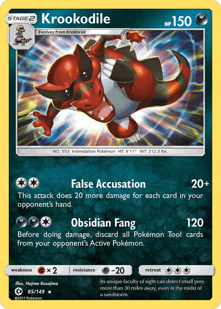 Krookodile #85 from Sun & Moon - Rare Holo - Illustrated by Hajime Kusajima