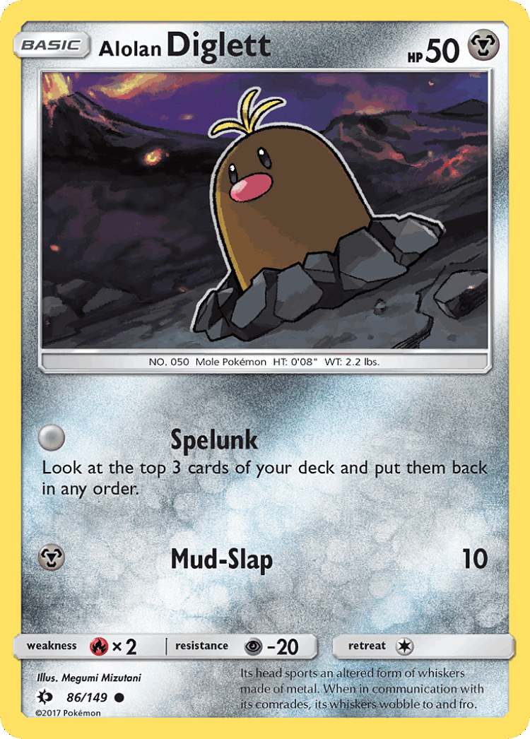 Alolan Diglett #86 from Sun & Moon - Common - Illustrated by Megumi Mizutani