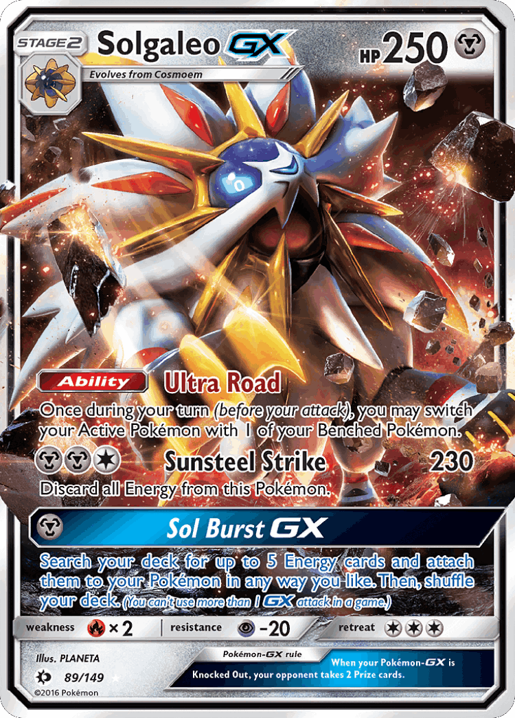 Solgaleo-GX #89 from Sun & Moon - Rare Holo GX - Illustrated by PLANETA