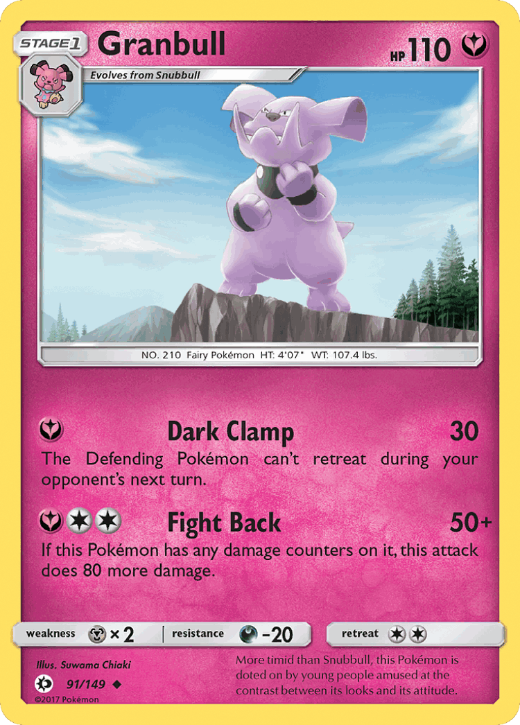 Granbull #91 from Sun & Moon - Uncommon - Illustrated by Suwama Chiaki