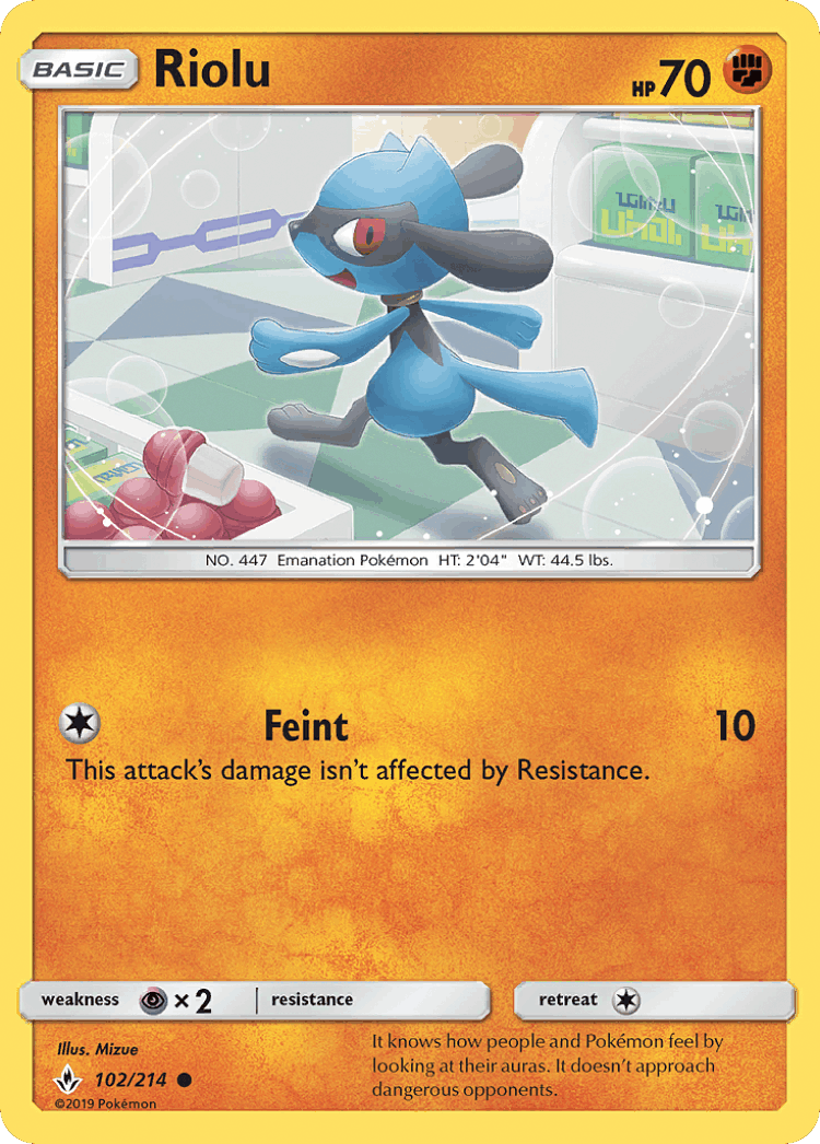 Riolu #102 from Unbroken Bonds - Common - Illustrated by Mizue