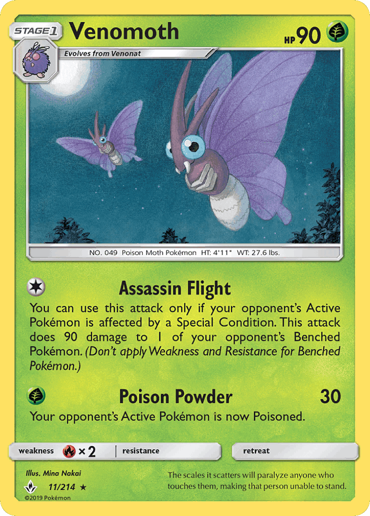 Venomoth #11 from Unbroken Bonds - Rare - Illustrated by Mina Nakai