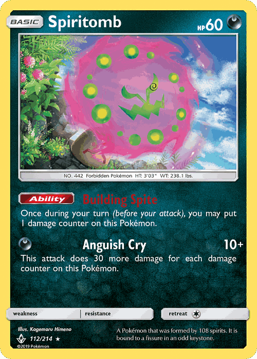 Spiritomb #112 from Unbroken Bonds - Rare Holo - Illustrated by Kagemaru Himeno