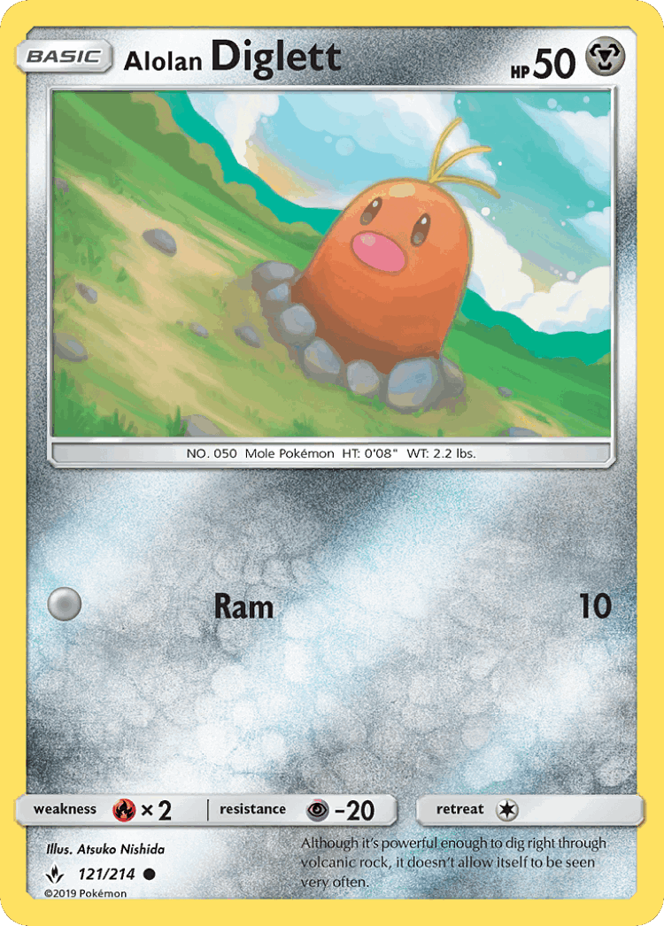 Alolan Diglett #121 from Unbroken Bonds - Common - Illustrated by Atsuko Nishida