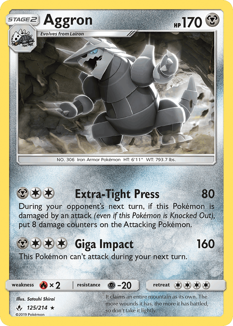 Aggron #125 from Unbroken Bonds - Rare - Illustrated by Satoshi Shirai