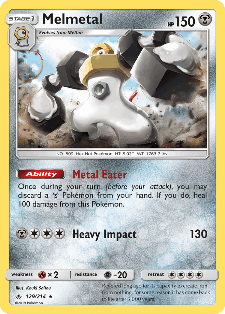 Melmetal #129 from Unbroken Bonds - Rare Holo - Illustrated by Kouki Saitou