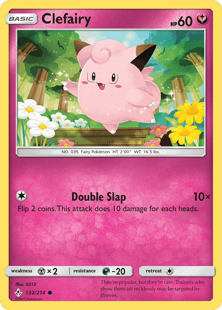Clefairy #132 from Unbroken Bonds - Common - Illustrated by 0313