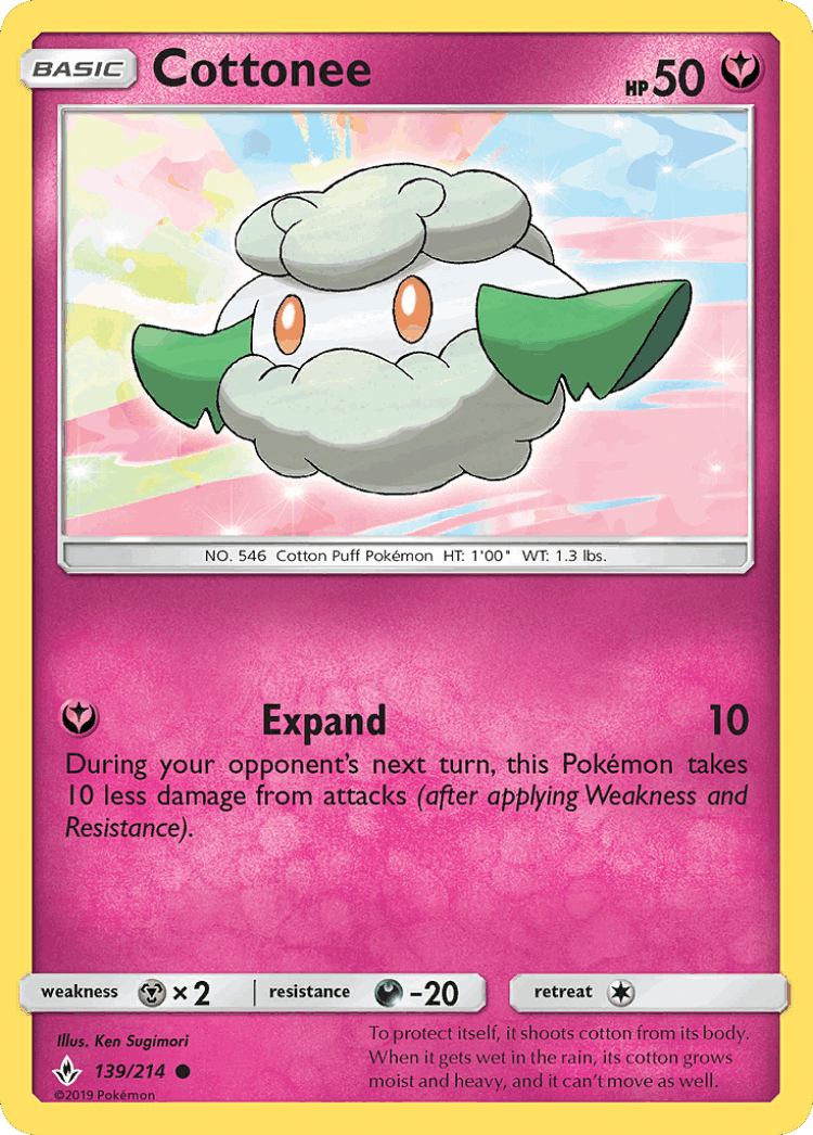 Cottonee #139 from Unbroken Bonds - Common - Illustrated by Ken Sugimori