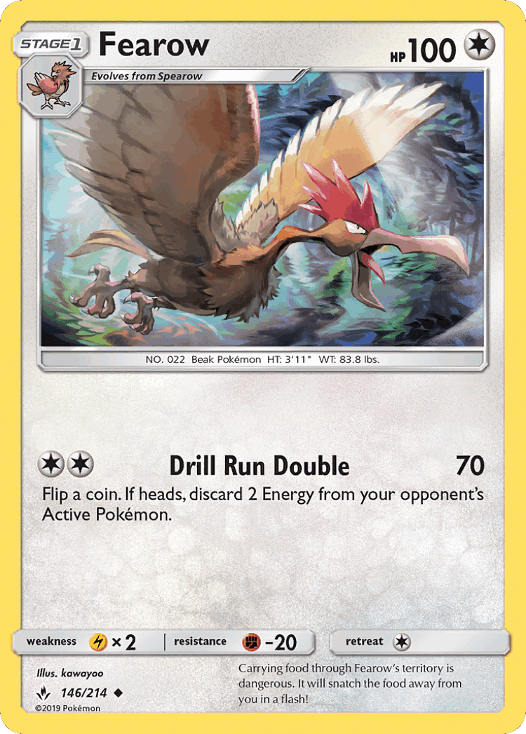 Fearow #146 from Unbroken Bonds - Uncommon - Illustrated by kawayoo