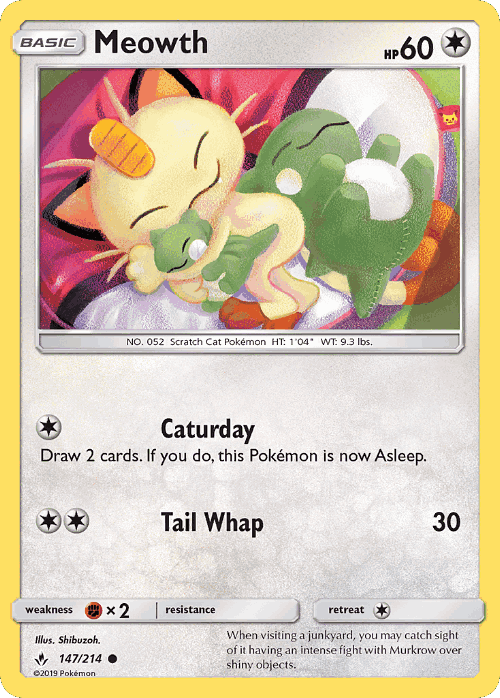 Meowth #147 from Unbroken Bonds - Common - Illustrated by Shibuzoh.