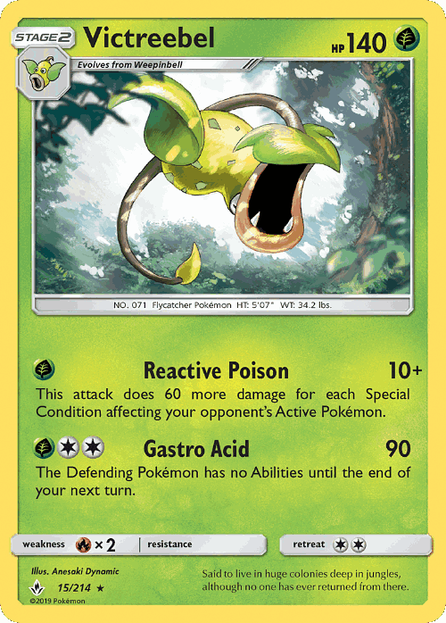 Victreebel #15 from Unbroken Bonds - Rare - Illustrated by Anesaki Dynamic