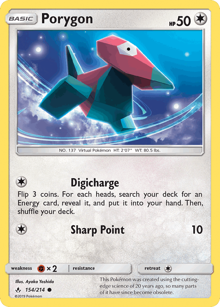 Porygon #154 from Unbroken Bonds - Common - Illustrated by Ayaka Yoshida