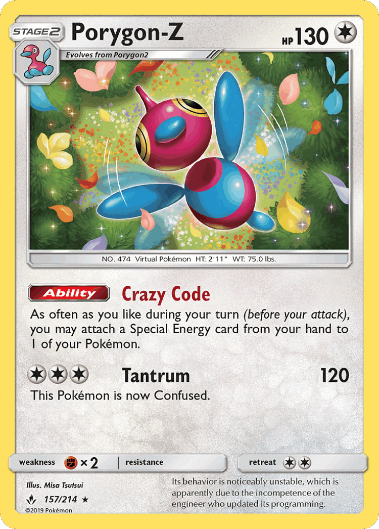 Porygon-Z #157 from Unbroken Bonds - Rare Holo - Illustrated by Misa Tsutsui