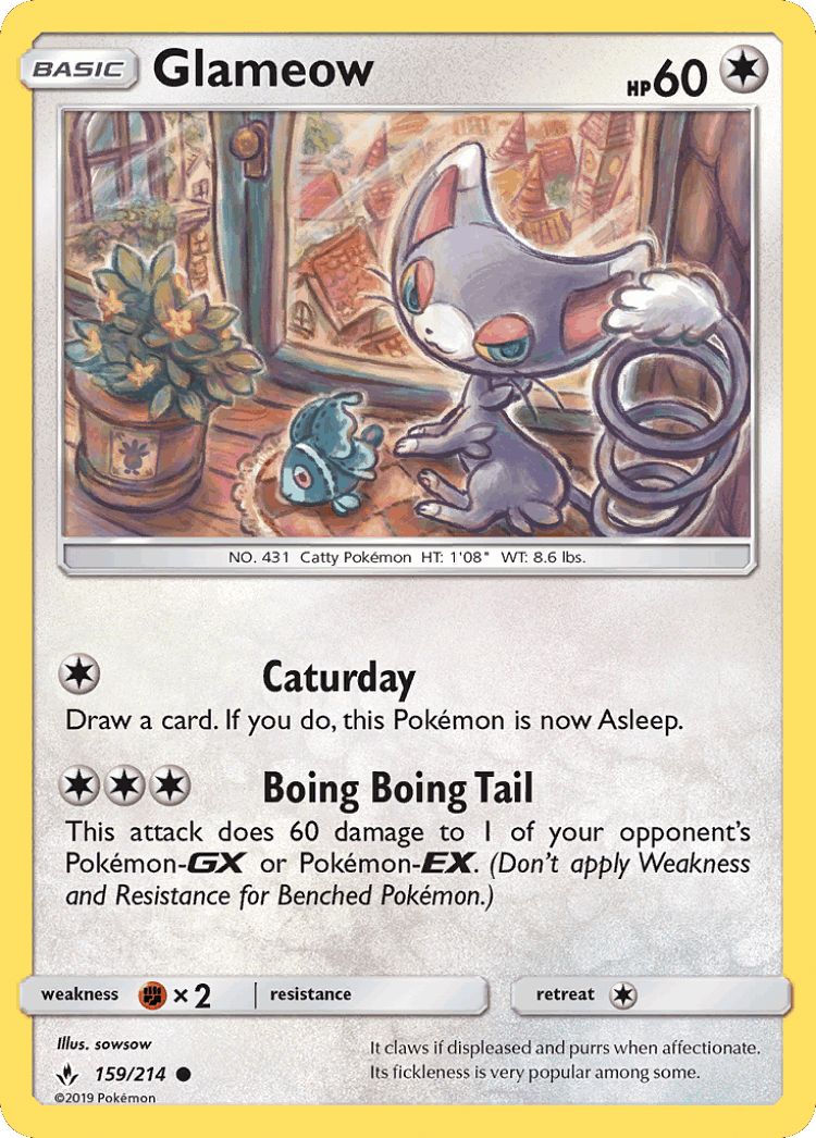Glameow #159 from Unbroken Bonds - Common - Illustrated by sowsow