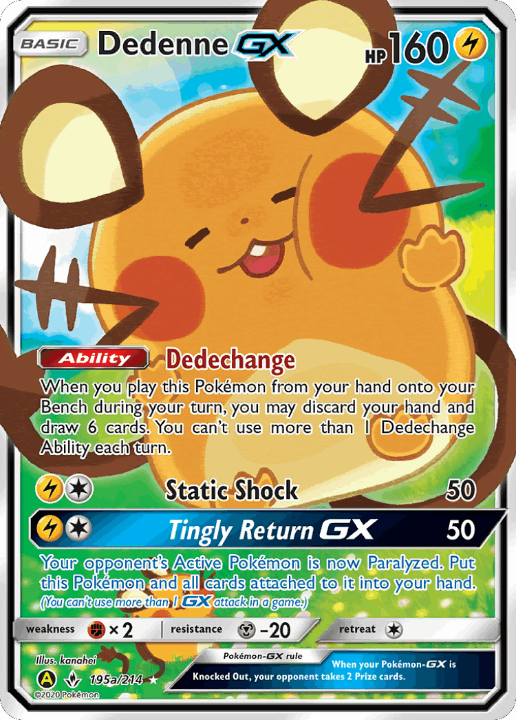 Dedenne-GX #195 from Unbroken Bonds - Rare Ultra - Illustrated by kanahei