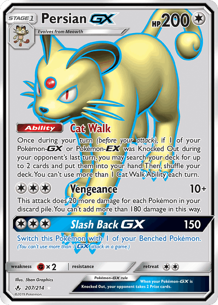 Persian-GX #207 from Unbroken Bonds - Rare Ultra - Illustrated by 5ban Graphics