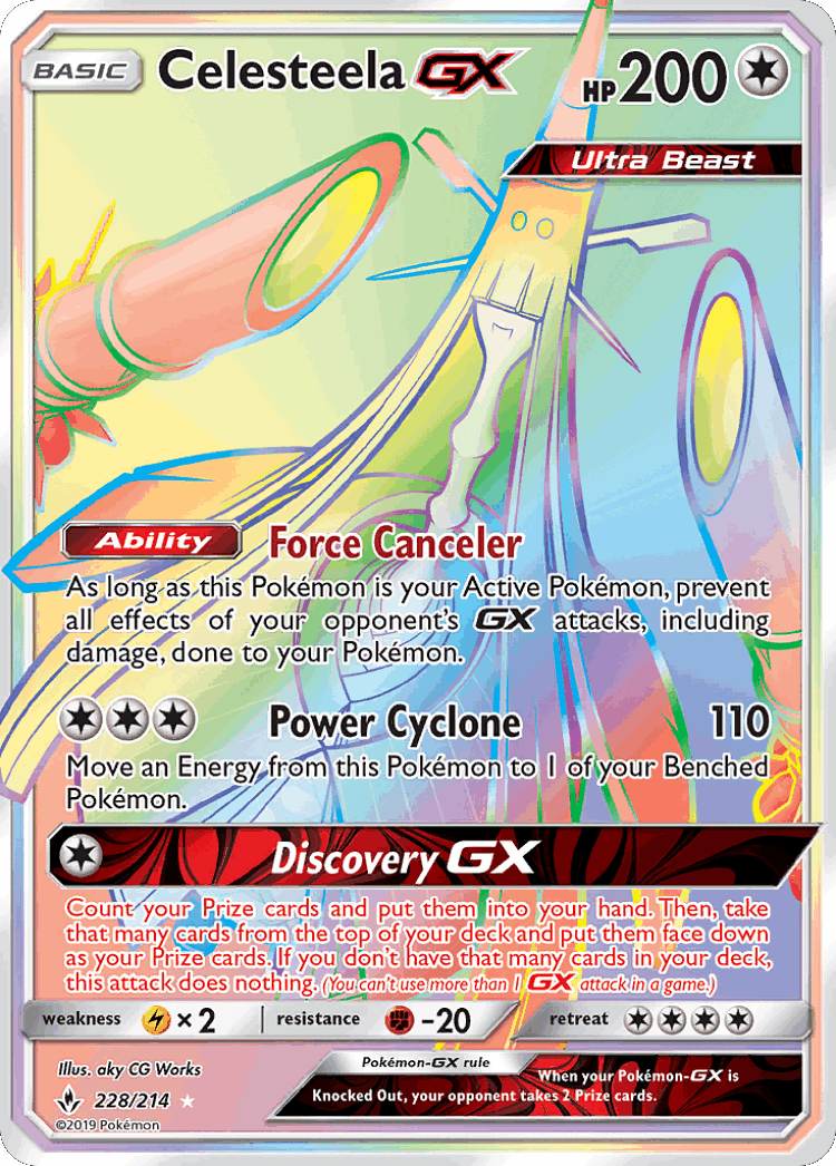 Celesteela-GX #228 from Unbroken Bonds - Rare Rainbow - Illustrated by aky CG Works