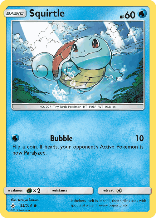 Squirtle #33 from Unbroken Bonds - Common - Illustrated by tetsuya koizumi