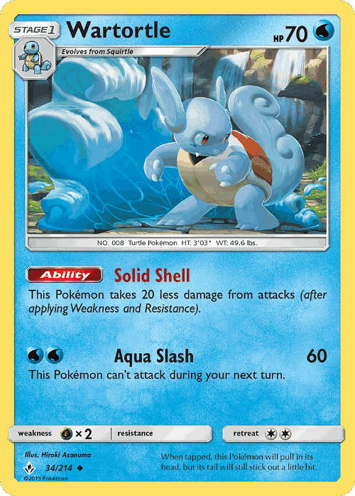 Wartortle #34 from Unbroken Bonds - Uncommon - Illustrated by Hiroki Asanuma