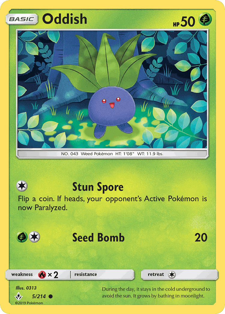 Oddish #5 from Unbroken Bonds - Common - Illustrated by 0313