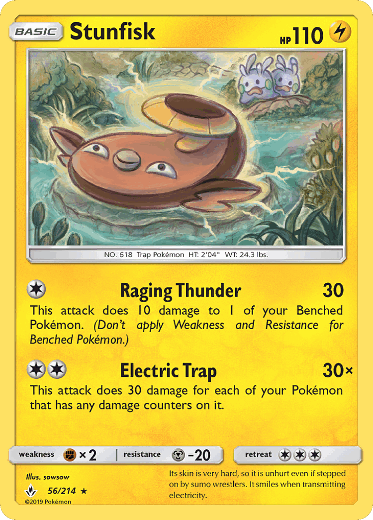 Stunfisk #56 from Unbroken Bonds - Rare - Illustrated by sowsow