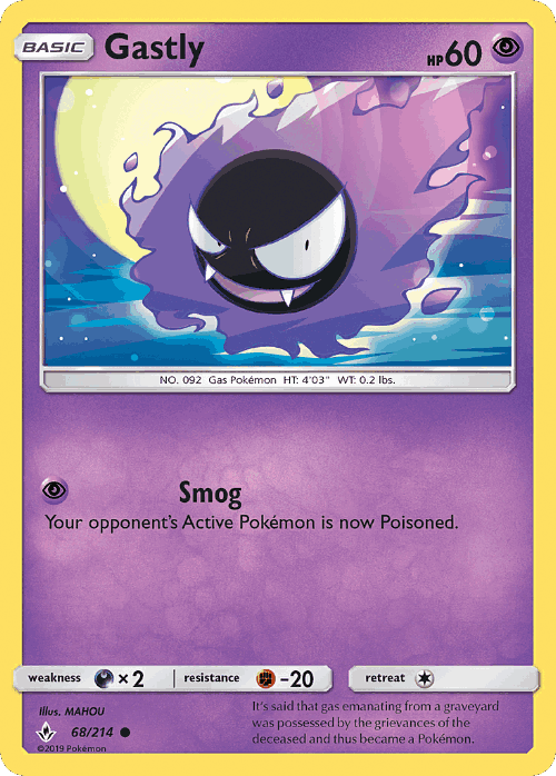 Gastly #68 from Unbroken Bonds - Common - Illustrated by MAHOU