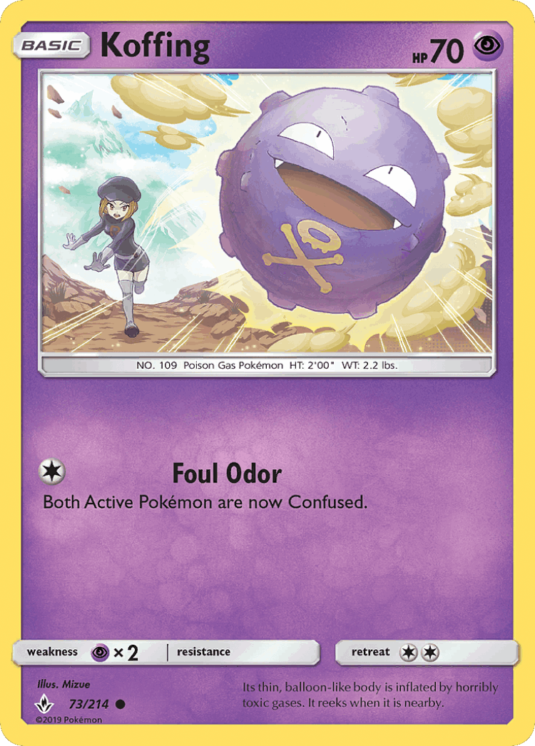 Koffing #73 from Unbroken Bonds - Common - Illustrated by Mizue