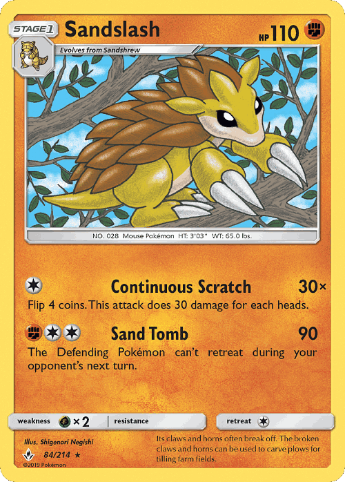 Sandslash #84 from Unbroken Bonds - Rare - Illustrated by Shigenori Negishi