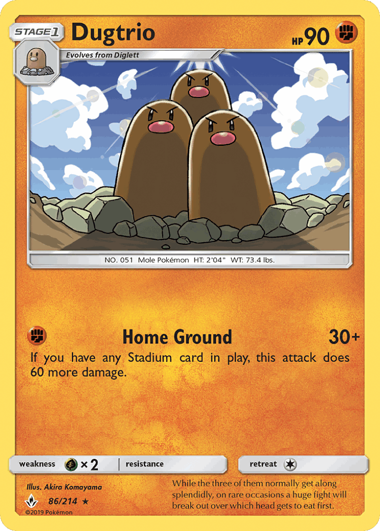 Dugtrio #86 from Unbroken Bonds - Rare - Illustrated by Akira Komayama