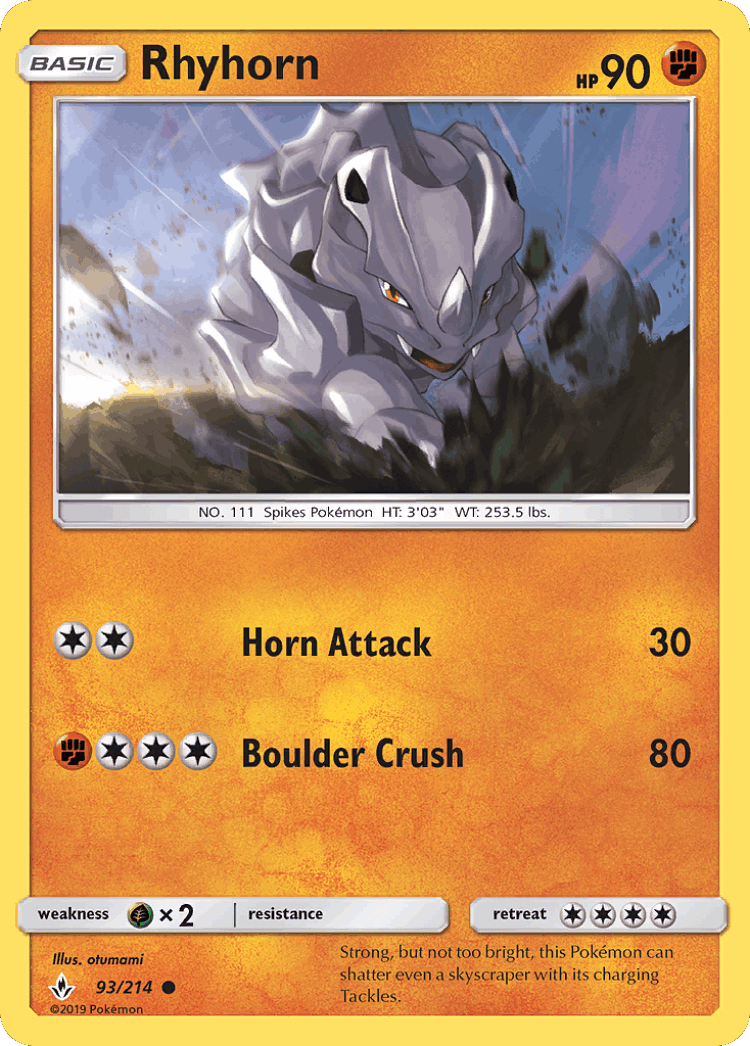 Rhyhorn #93 from Unbroken Bonds - Common - Illustrated by otumami