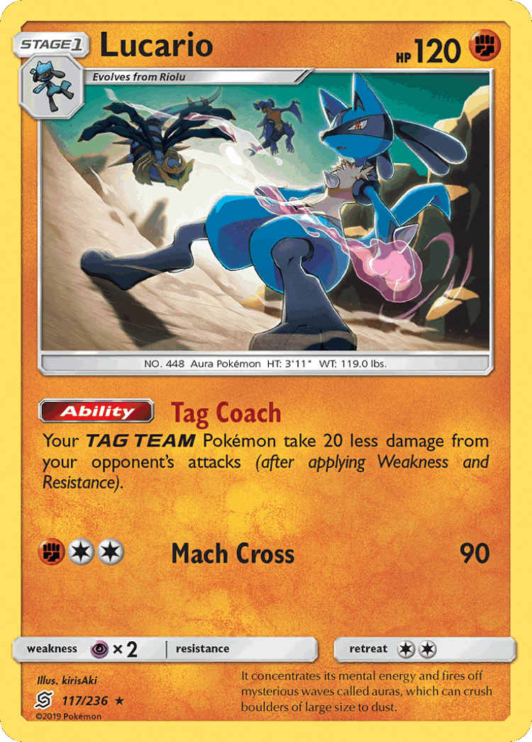 Lucario #117 from Unified Minds - Rare - Illustrated by kirisAki