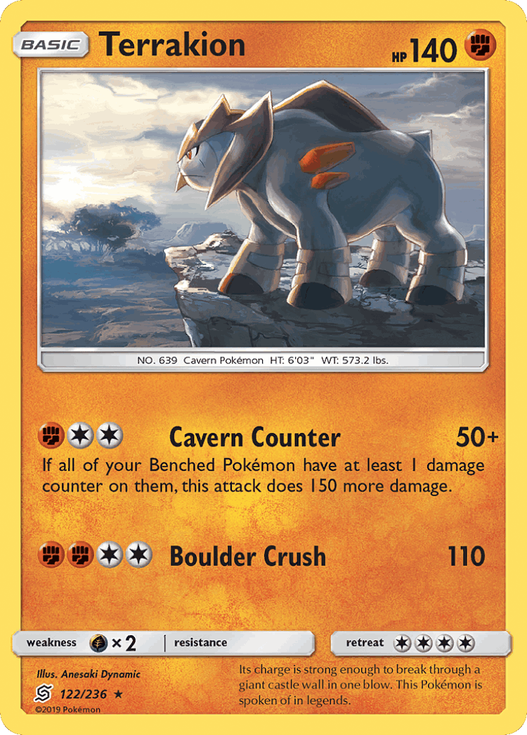 Terrakion #122 from Unified Minds - Rare Holo - Illustrated by Anesaki Dynamic