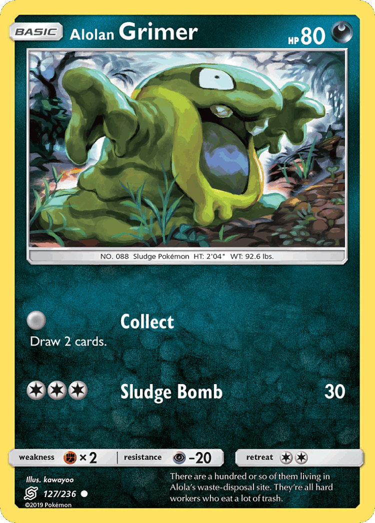 Alolan Grimer #127 from Unified Minds - Common - Illustrated by kawayoo