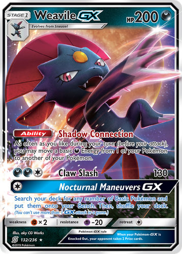 Weavile-GX #132 from Unified Minds - Rare Holo GX - Illustrated by aky CG Works