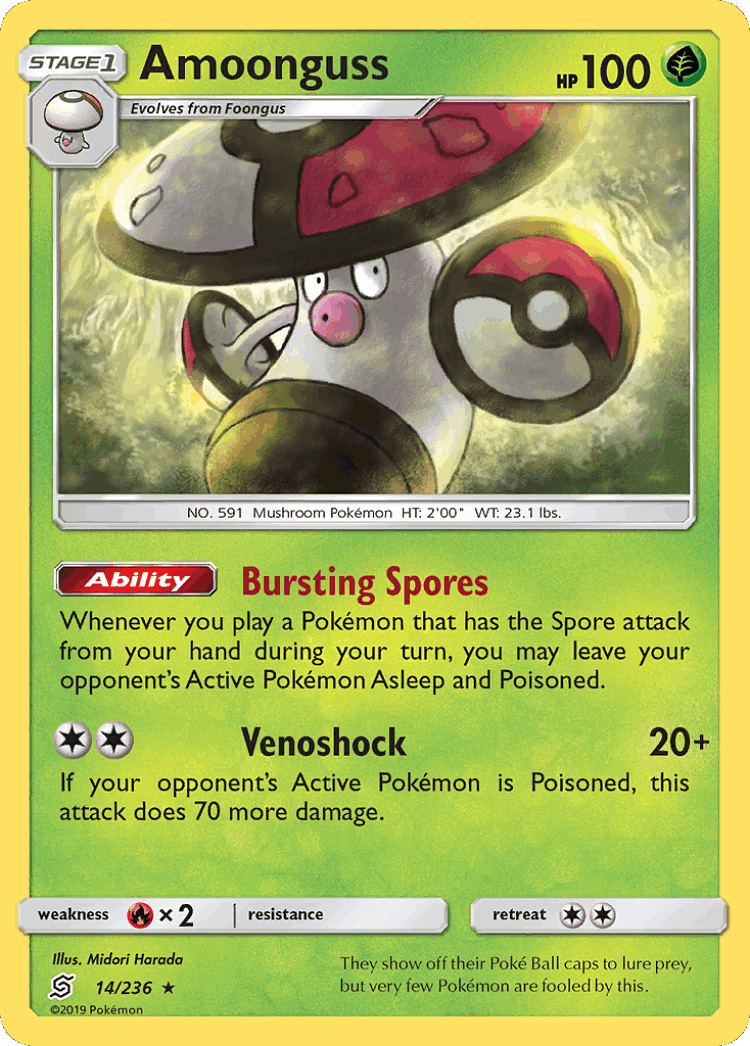 Amoonguss #14 from Unified Minds - Rare - Illustrated by Midori Harada