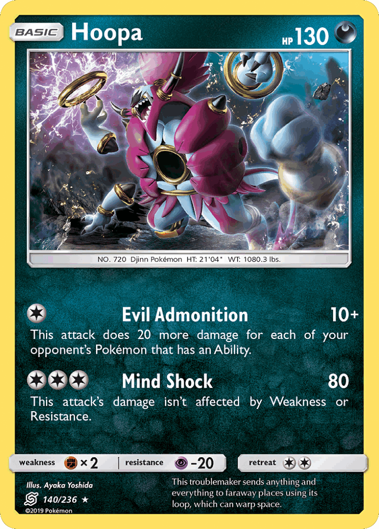 Hoopa #140 from Unified Minds - Rare Holo - Illustrated by Ayaka Yoshida