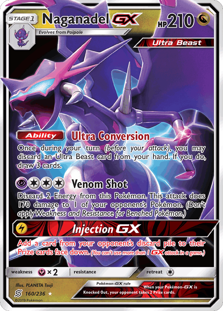 Naganadel-GX #160 from Unified Minds - Rare Holo GX - Illustrated by PLANETA Tsuji